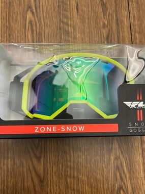 Fly Racing Unisec Snow Goggles in Neon Yellow with Green Mirrored Lens